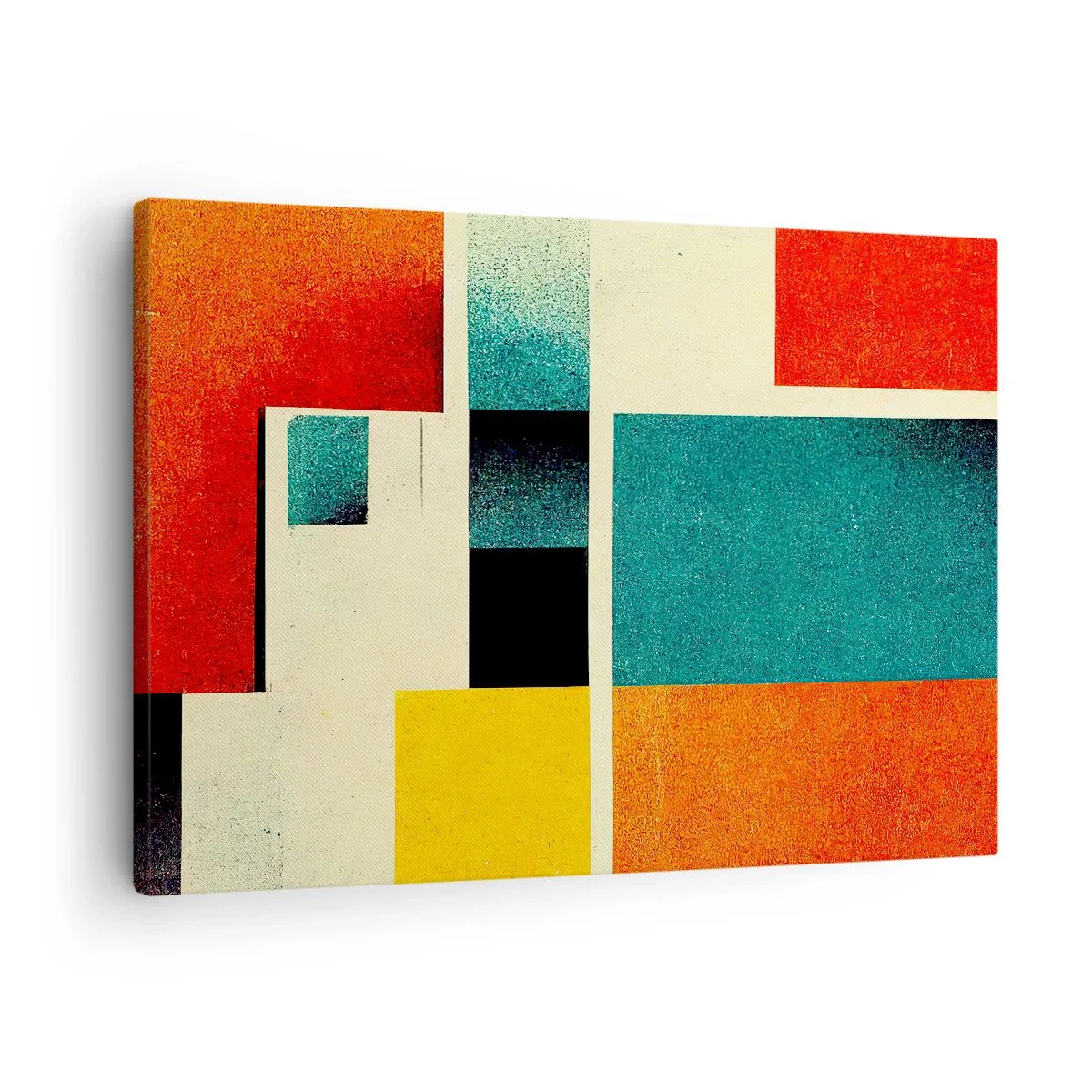 Cuadro sobre lienzo - Impresión de Imagen - Abstracción geométrica con rectángulos y cuadrados de colores. - 70x50cm - Abstracción geométrica - buena energía - Decoración de pared moderna para salón y dormitorio ARTTOR