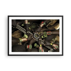 Póster en marco negro - Pulseras de mano tradicionales en un grupo de manos. - 70x50cm - Estamos juntos - Decoración de pared moderna para salón y dormitorio ARTTOR