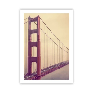 Póster - Puente Golden Gate en la niebla vintage - 50x70cm - Entre el cielo y la tierra - Decoración de pared moderna para salón y dormitorio ARTTOR
