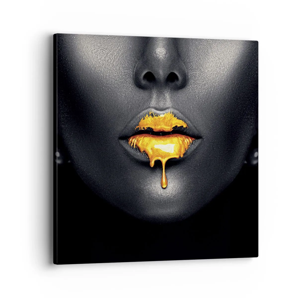Cuadro sobre lienzo - Impresión de Imagen - Labios de oro - 40x40 cm