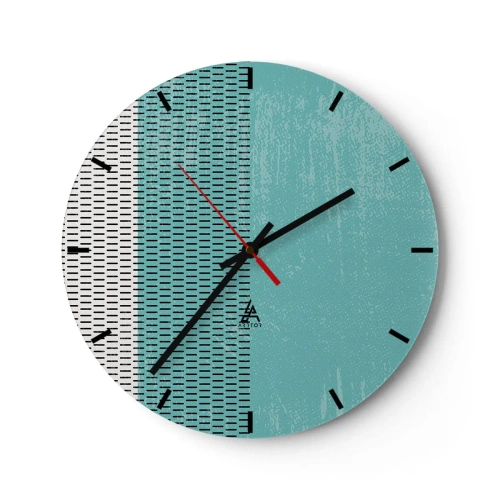 Reloj de pared - Reloj de vidrio - Gráficos en turquesa y negro con un patrón y textura rítmicos. - 30x30cm - Composición equilibrada - Decoración de pared moderna para salón, cocina y dormitorio ARTTOR