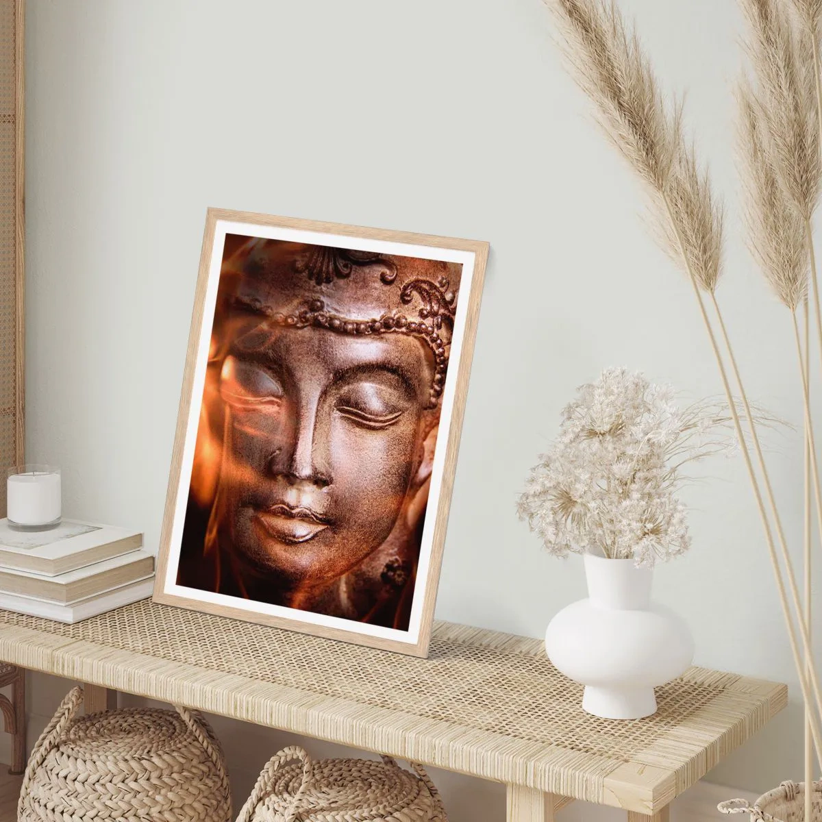 Póster en marco roble claro - Solo existe el aquí y el ahora - 70x100 cm