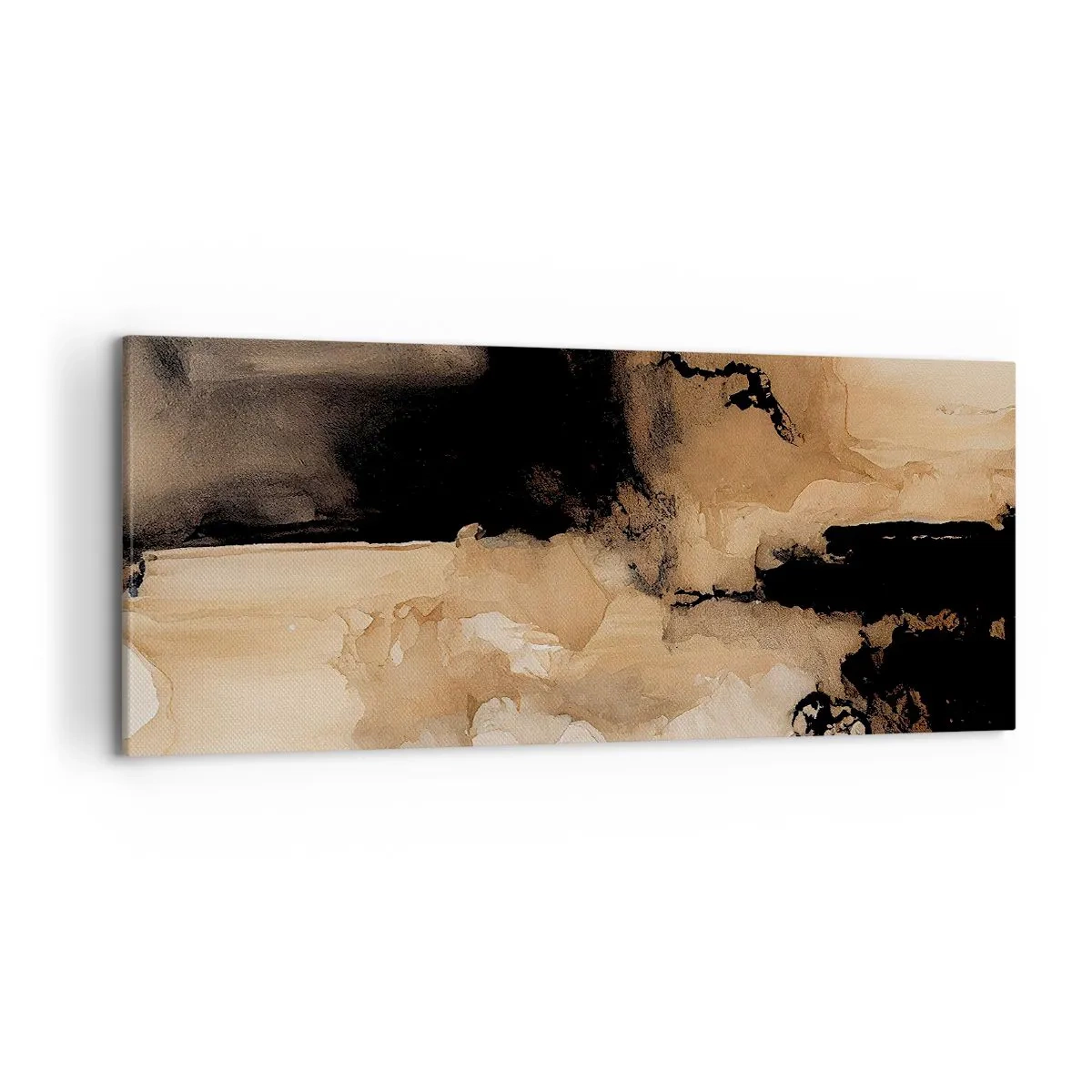 Cuadro sobre lienzo - Impresión de Imagen - Composición abstracta en tonos marrones y negros. - 120x50cm - Una abstracción intrigante - Decoración de pared moderna para salón y dormitorio ARTTOR