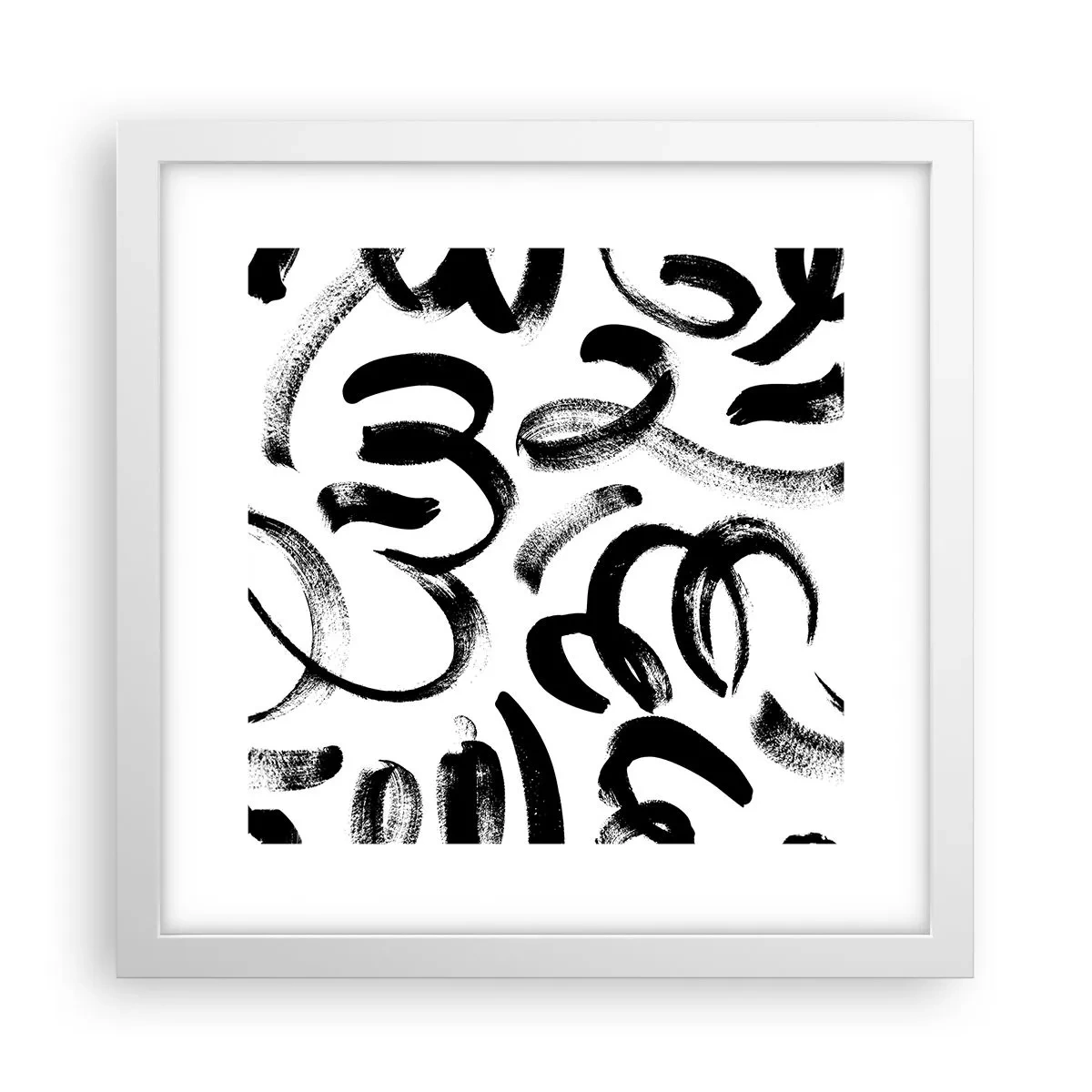 Póster en marco blanco - Negro sobre blanco - 30x30 cm