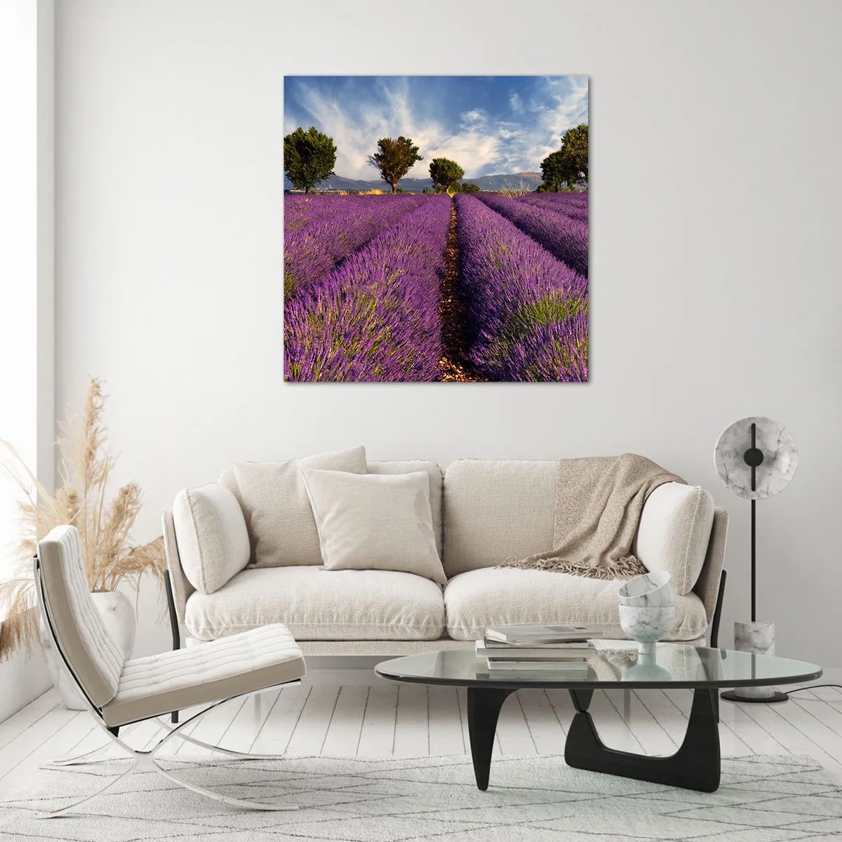 Cuadro sobre vidrio - Impresiones sobre Vidrio - Campos de lavanda - 50x50 cm