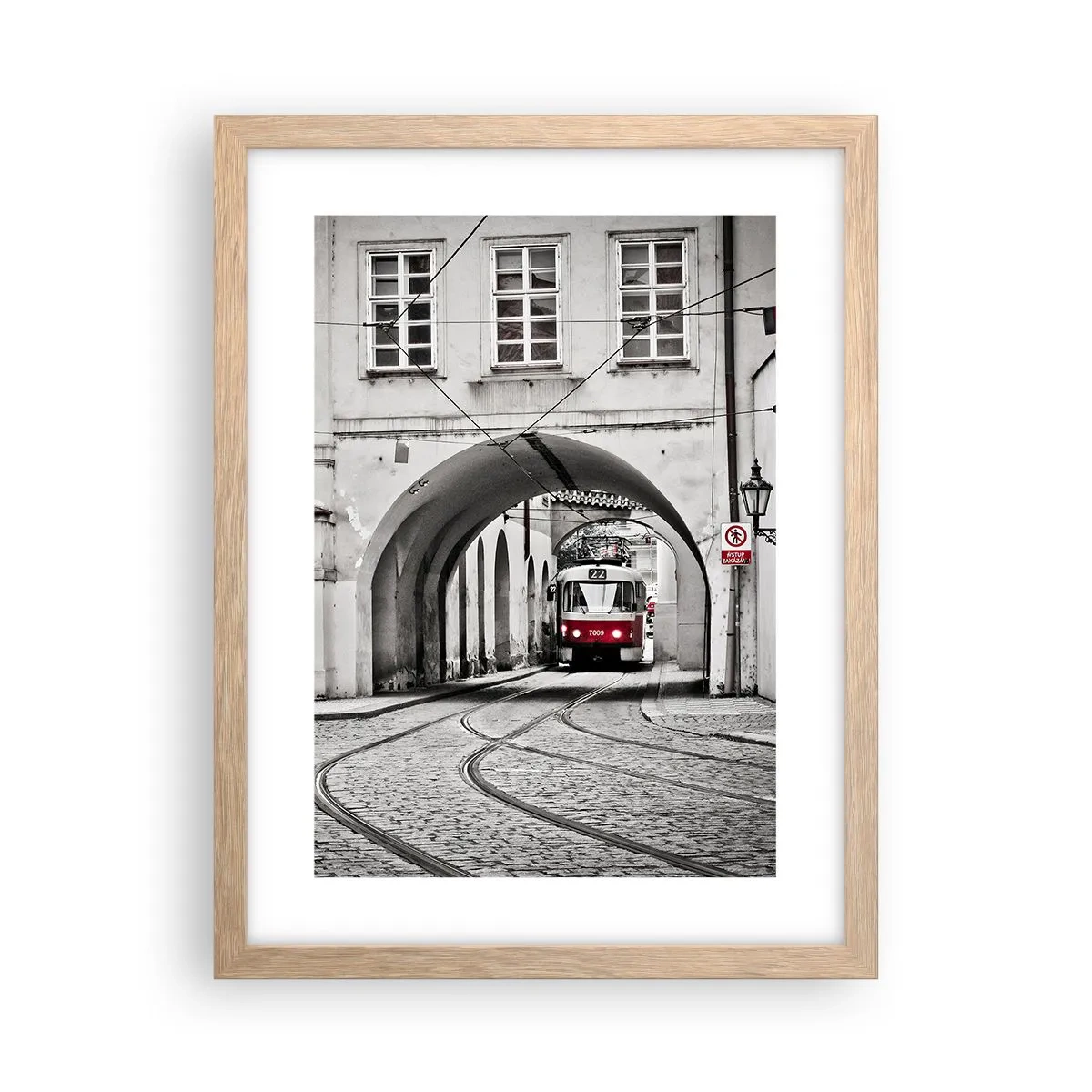 Póster en marco roble claro - A través del laberinto urbano - 30x40 cm