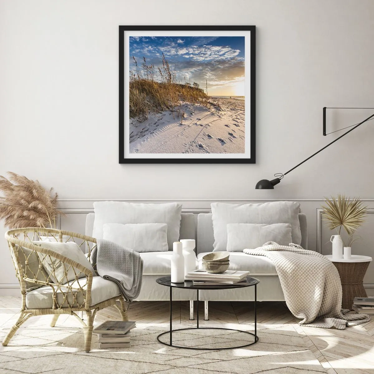 Póster en marco negro - Invitación a un paseo - 60x60 cm