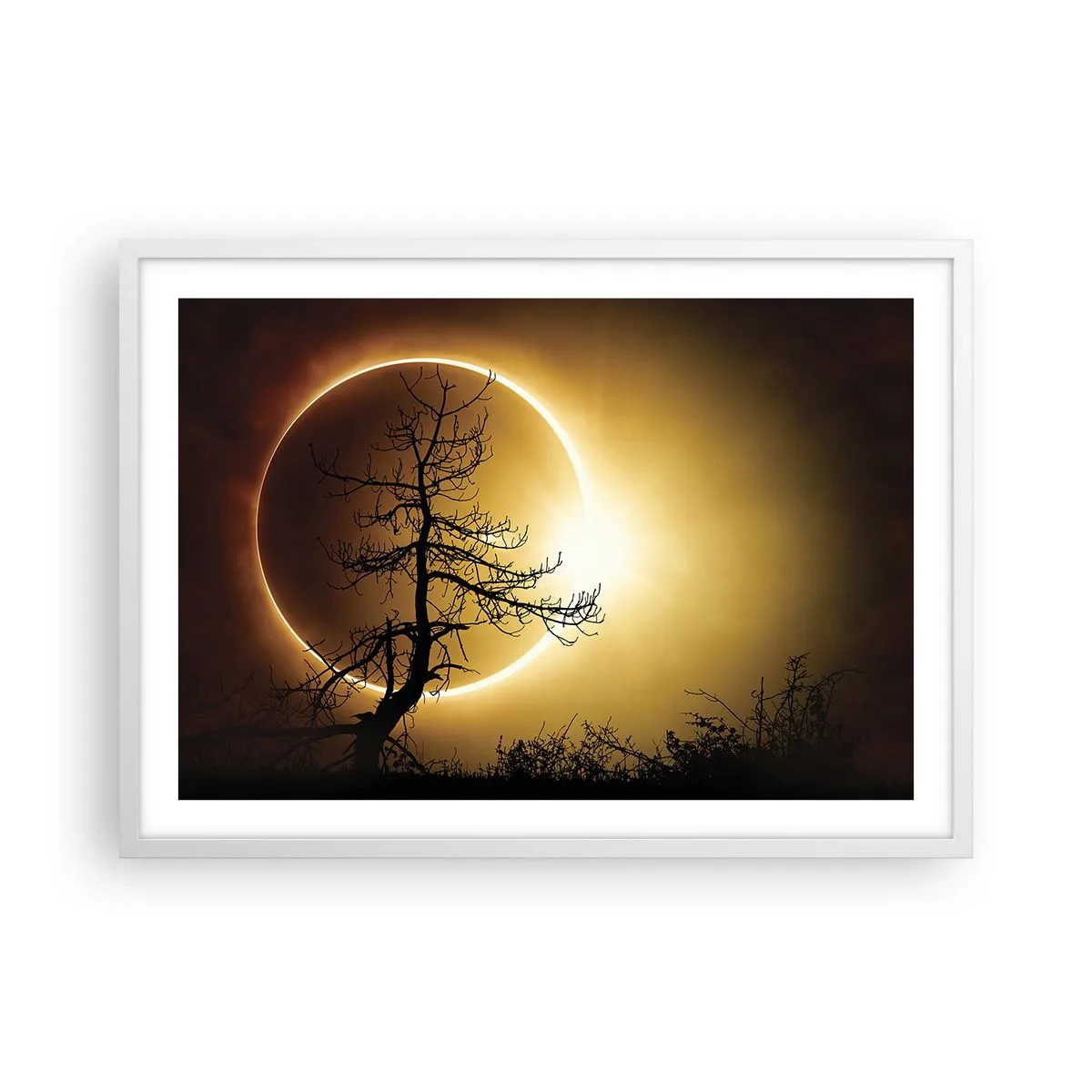 Póster en marco blanco - Eclipse total - 70x50 cm