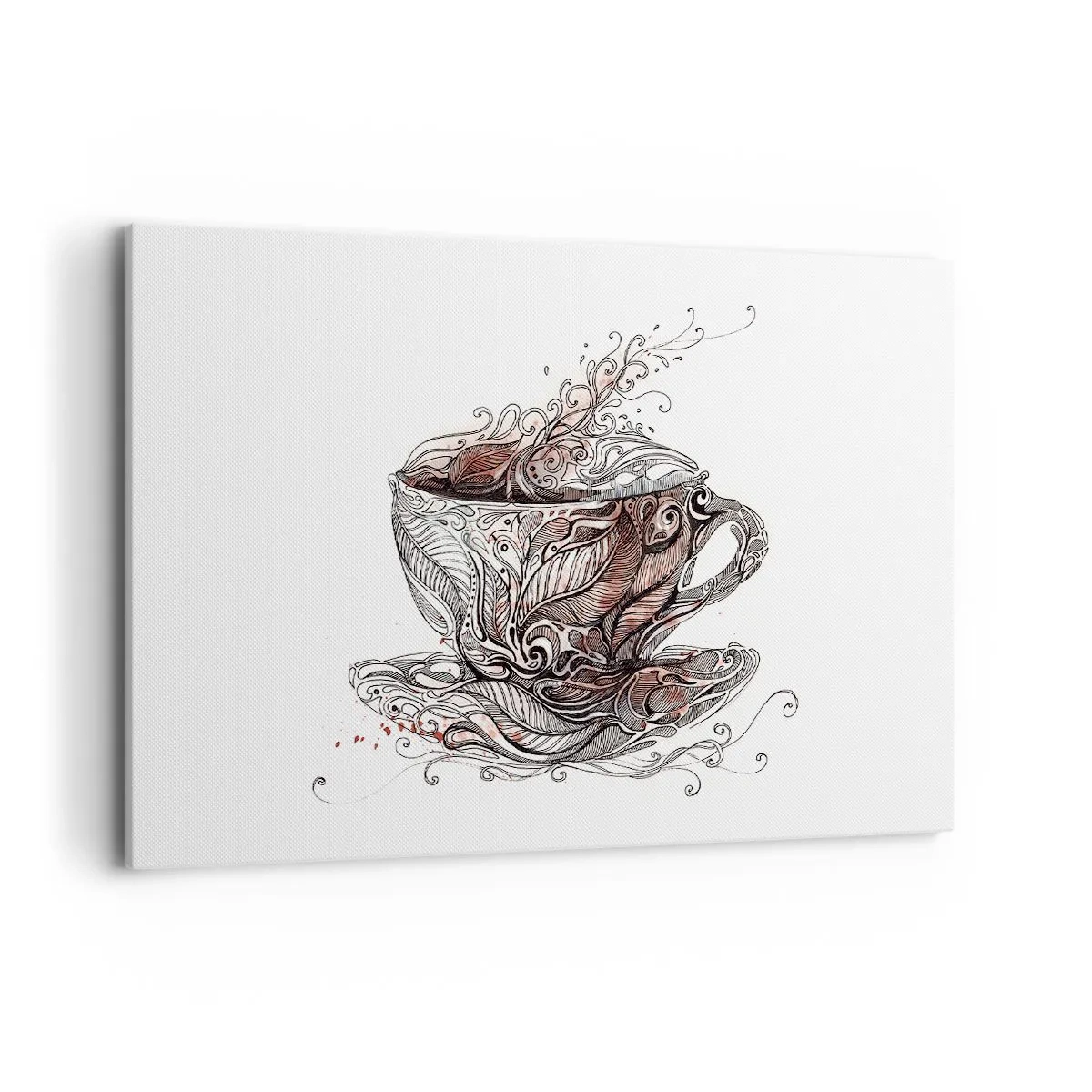 Cuadro sobre lienzo - Impresión de Imagen - Taza de café decorativa con patrón artístico. - 120x80cm - Té para todo - Decoración de pared moderna para salón y dormitorio ARTTOR