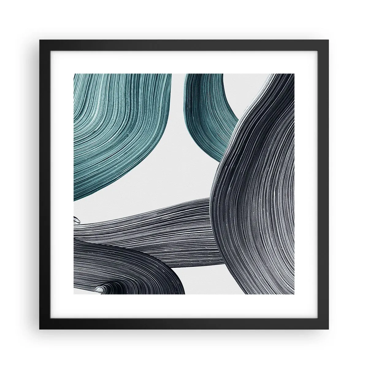 Póster en marco negro - Senderos esmeralda y negro - 40x40 cm