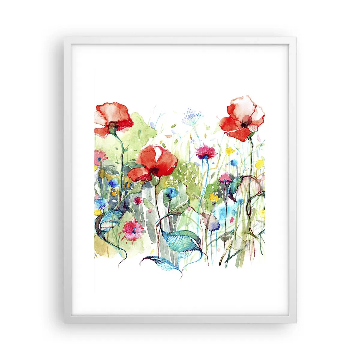 Póster en marco blanco - Un prado en flor en mayo - 40x50 cm