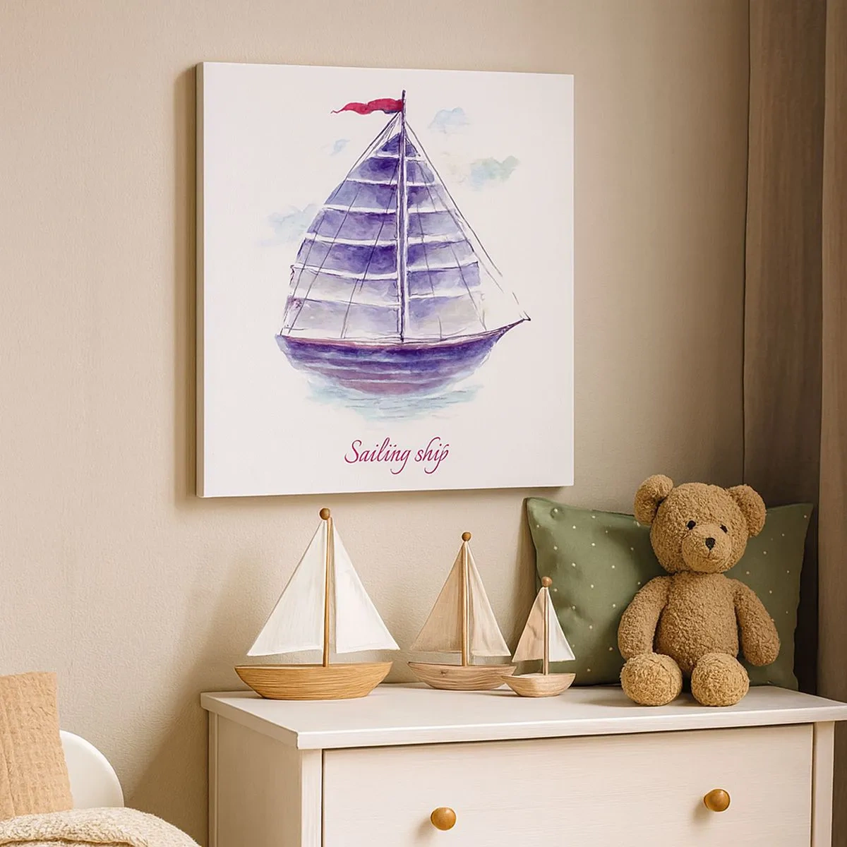 Cuadro sobre lienzo - Impresión de Imagen - Velas izadas y aguas tranquilas - 30x30 cm