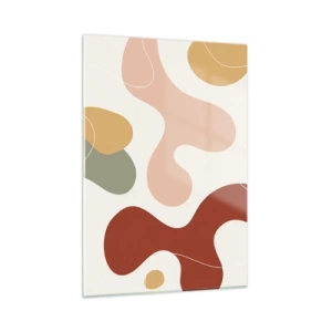 Cuadro sobre vidrio - Impresiones sobre Vidrio - Composición abstracta de formas orgánicas - 50x70cm - La esencia de la pintura - Decoración de pared moderna para salón y dormitorio ARTTOR