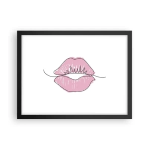 Póster en marco negro - ¿Listo para un beso? - 40x30 cm