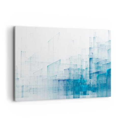 Cuadro sobre lienzo - Impresión de Imagen - Formas geométricas abstractas en tonos azules - 100x70cm - Cómo se hizo el espacio - Decoración de pared moderna para salón y dormitorio ARTTOR