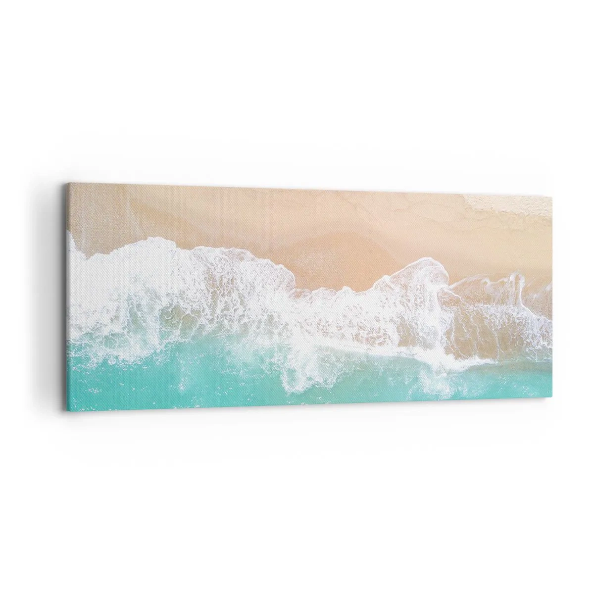Cuadro sobre lienzo - Impresión de Imagen - Una vista de pájaro de una playa con agua turquesa y olas suaves. - 120x50cm - Un toque acariciador - Decoración de pared moderna para salón y dormitorio ARTTOR