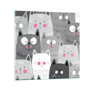 Cuadro sobre vidrio - Impresiones sobre Vidrio - El mundo de los gatos - 70x70 cm