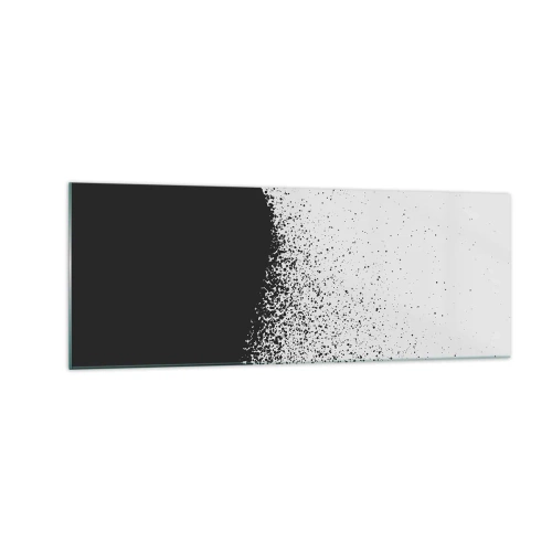 Cuadro sobre vidrio - Impresiones sobre Vidrio - Patrón abstracto con partículas negras sobre un fondo claro - 140x50cm - El movimiento de las partículas - Decoración de pared moderna para salón y dormitorio ARTTOR