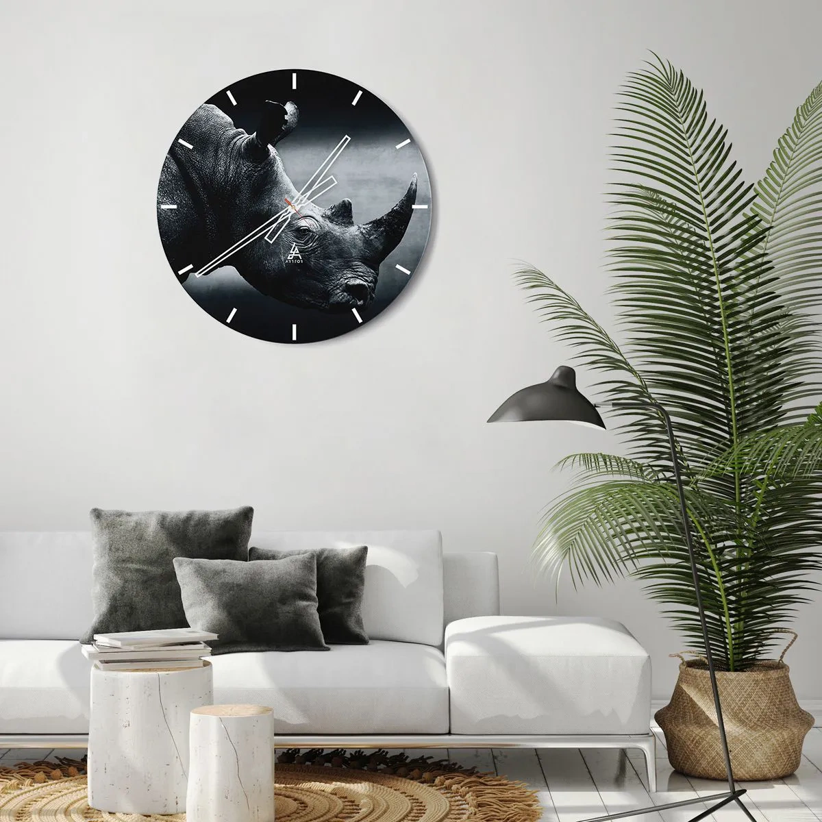 Reloj de pared - Reloj de vidrio - Perfil derecho - 40x40 cm