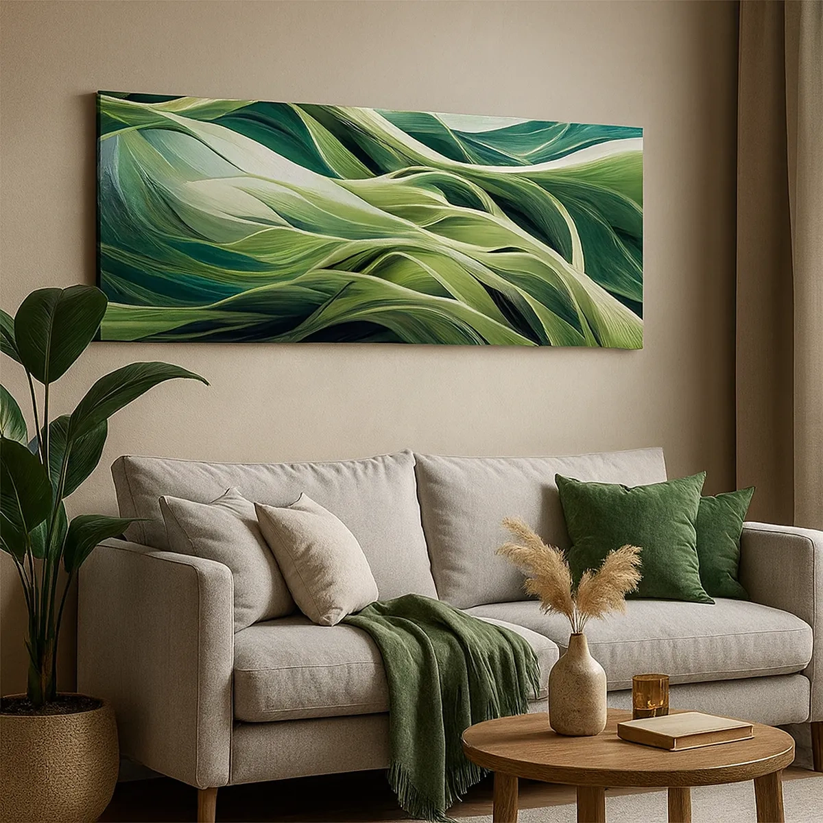 Cuadro sobre lienzo - Impresión de Imagen - Un juego abstracto de color verde - 30x30 cm