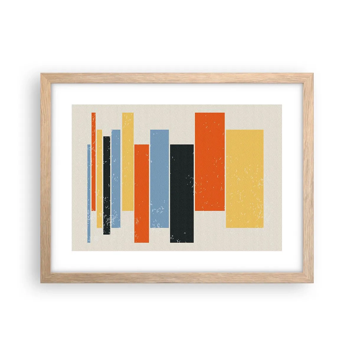 Póster en marco roble claro - Barras multicolor - 40x30 cm
