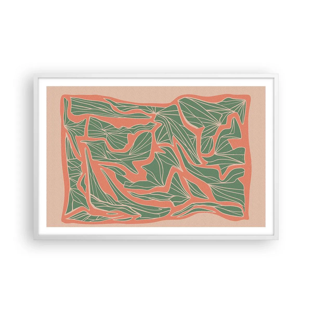 Póster en marco blanco - Lucha entre el coral y el verde - 91x61 cm