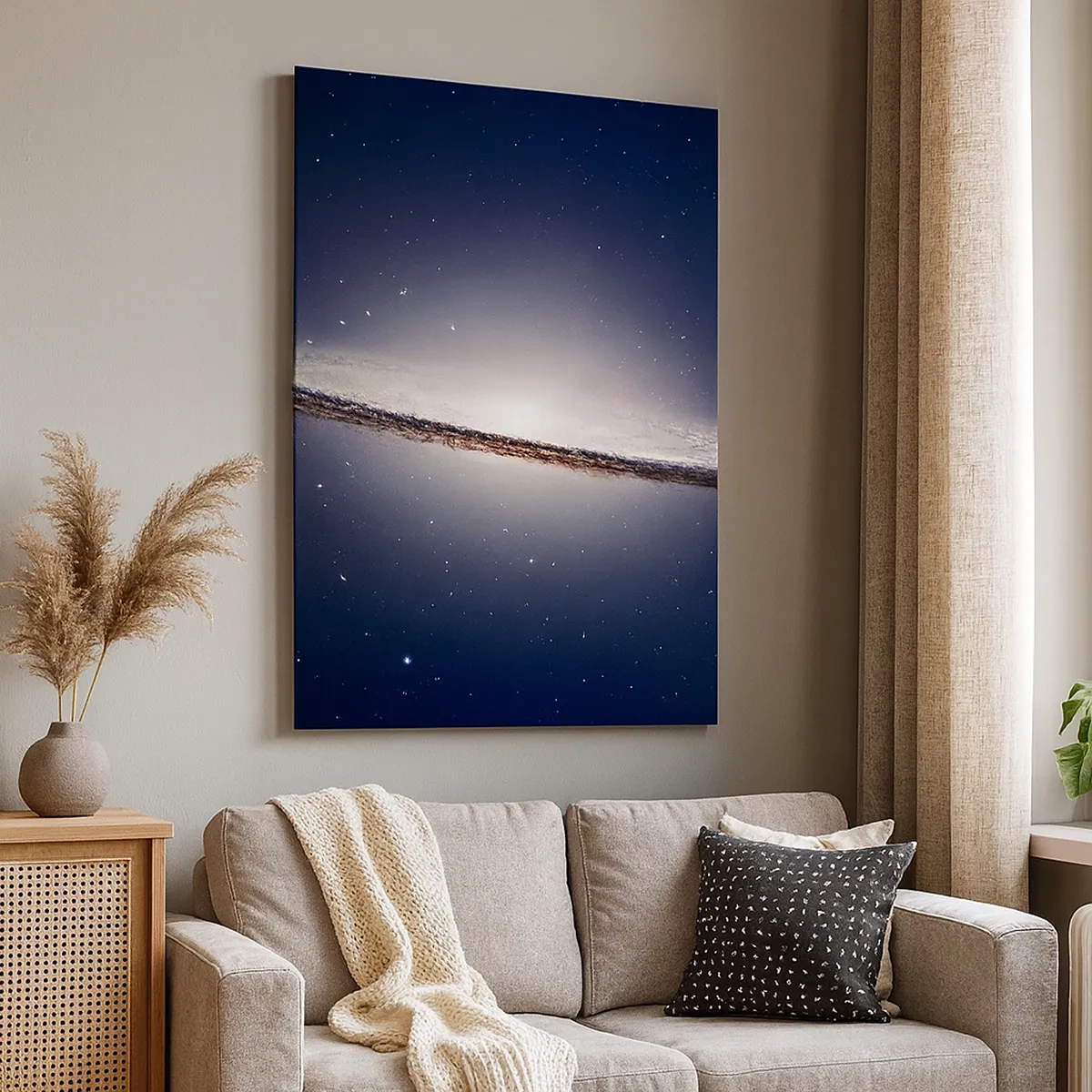 Cuadro sobre lienzo - Impresión de Imagen - Una galaxia espiral con el espacio estrellado como telón de fondo. - 50x70cm - Érase una vez en una galaxia muy, muy lejana.... - Decoración de pared moderna para salón y dormitorio ARTTOR