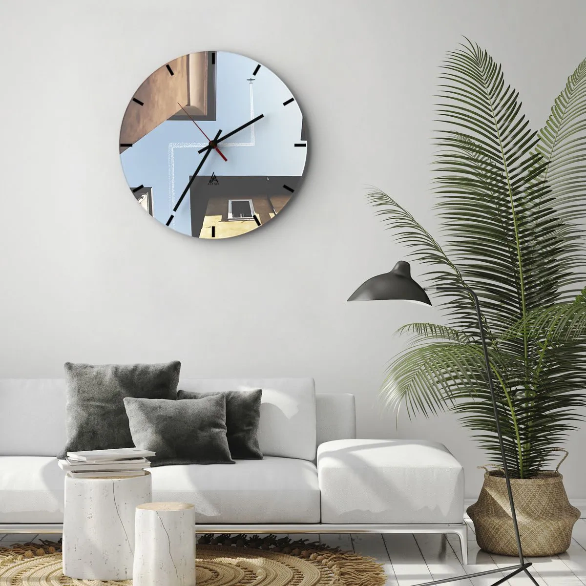 Reloj de pared - Reloj de vidrio - Por encima del laberinto urbano - 30x30 cm