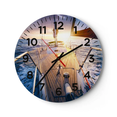 Reloj de pared - Reloj de vidrio - Corriendo sobre las olas - 40x40 cm