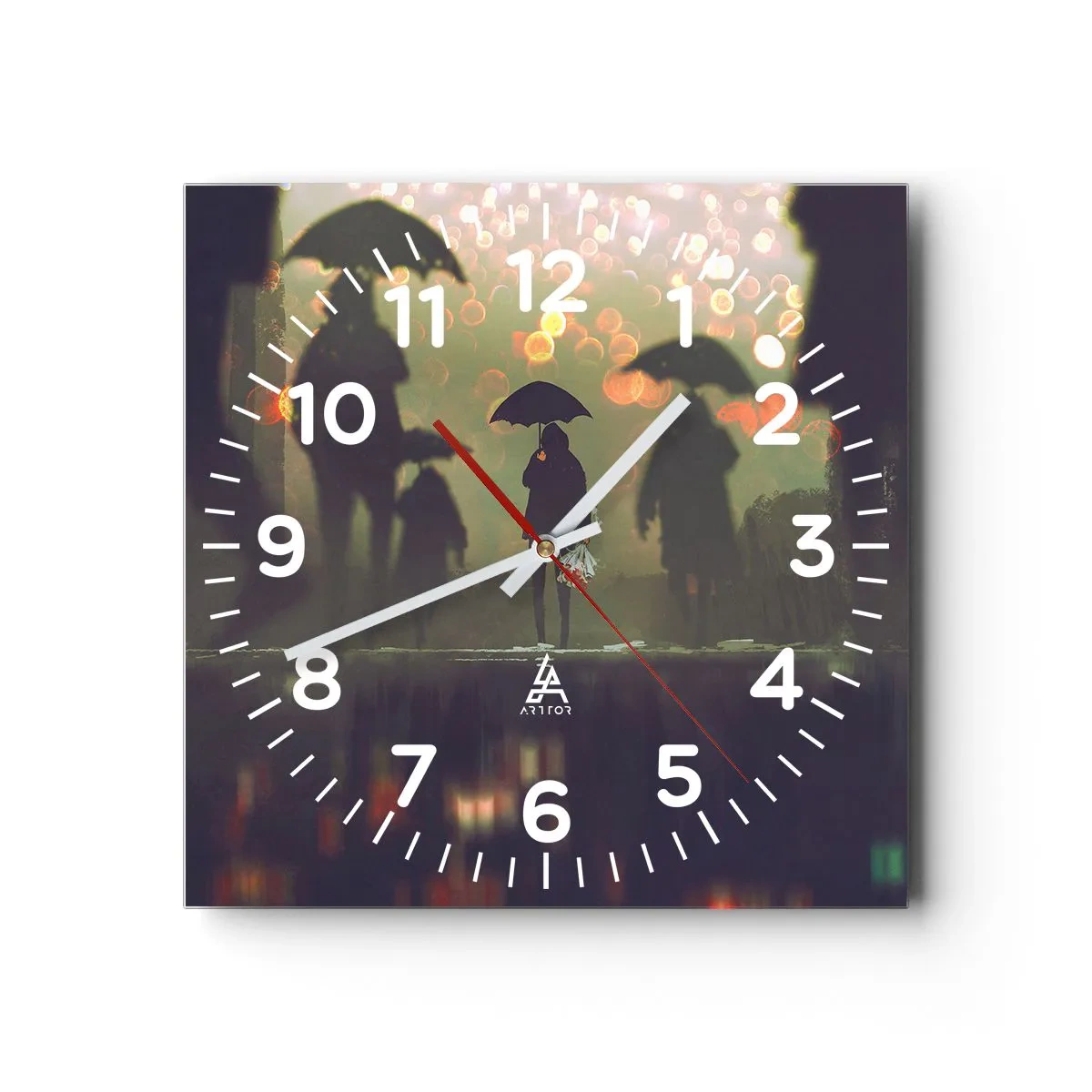 Reloj de pared - Reloj de vidrio - Desde la perspectiva de una gota de lluvia - 30x30 cm