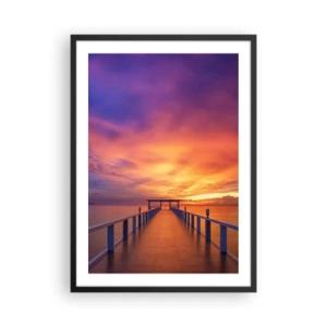 Póster en marco negro - El embarcadero con una espectacular puesta de sol como telón de fondo - 50x70cm - Sin fin - Decoración de pared moderna para salón y dormitorio ARTTOR