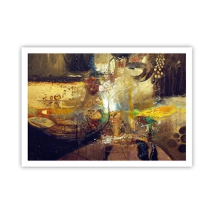 Póster - Naturaleza muerta abstracta en colores cálidos - 100x70cm - Frío, templado, caliente - Decoración de pared moderna para salón y dormitorio ARTTOR