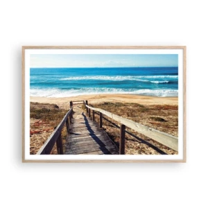 Póster en marco roble claro - ¡Corre! - 100x70 cm