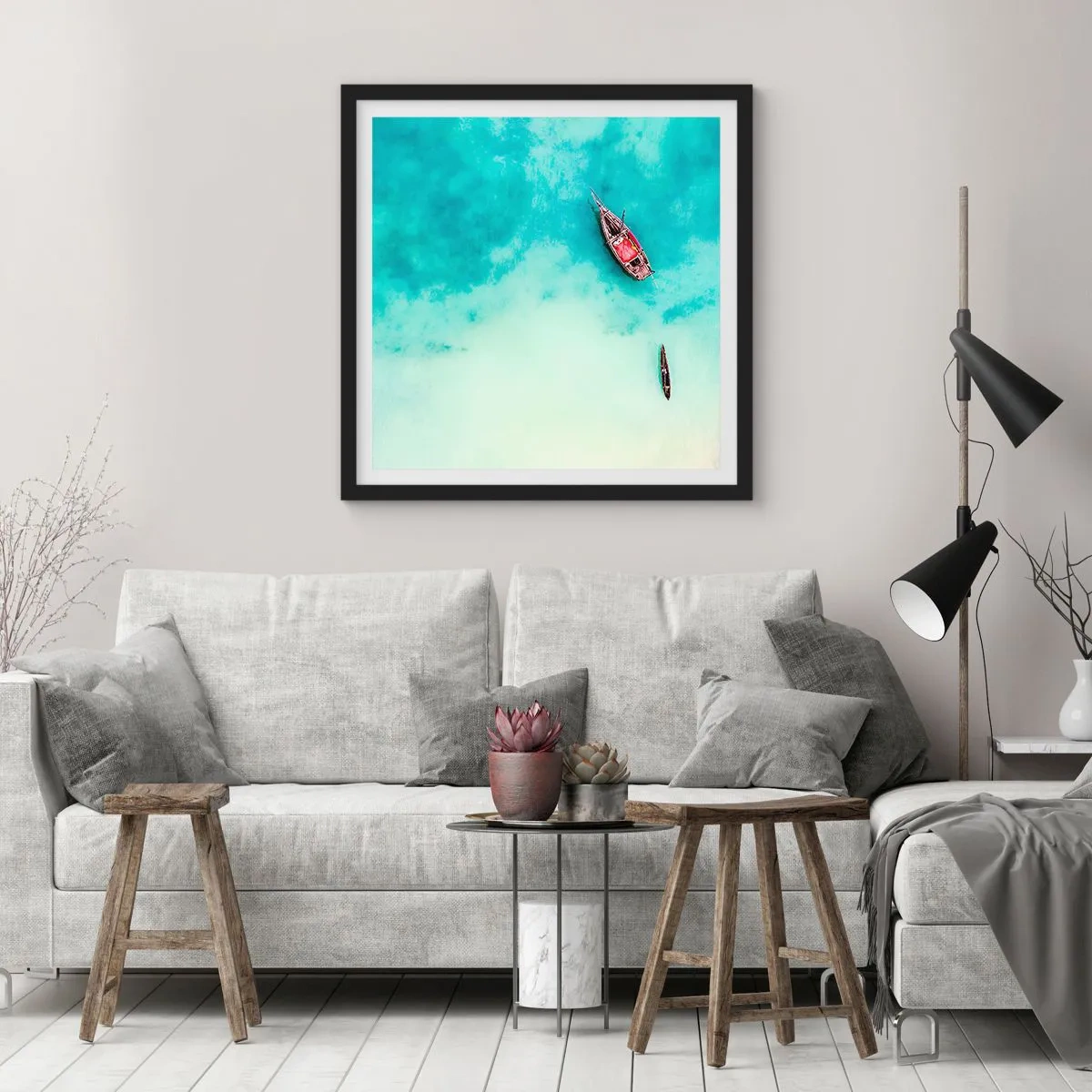 Póster en marco negro - Porque en las playas de Zanzíbar, cuando las aguas se desbordan... - 30x30 cm
