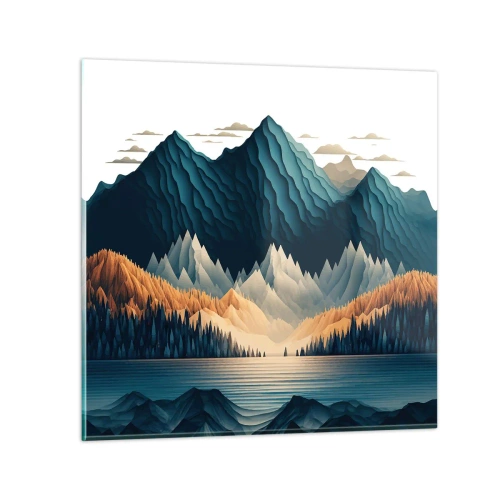 Cuadro sobre vidrio - Impresiones sobre Vidrio - Paisaje perfecto de montañas - 30x30 cm