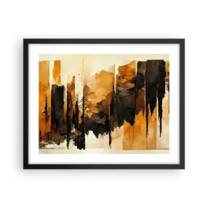 Póster en marco negro - Armonía de negro y oro - 50x40 cm