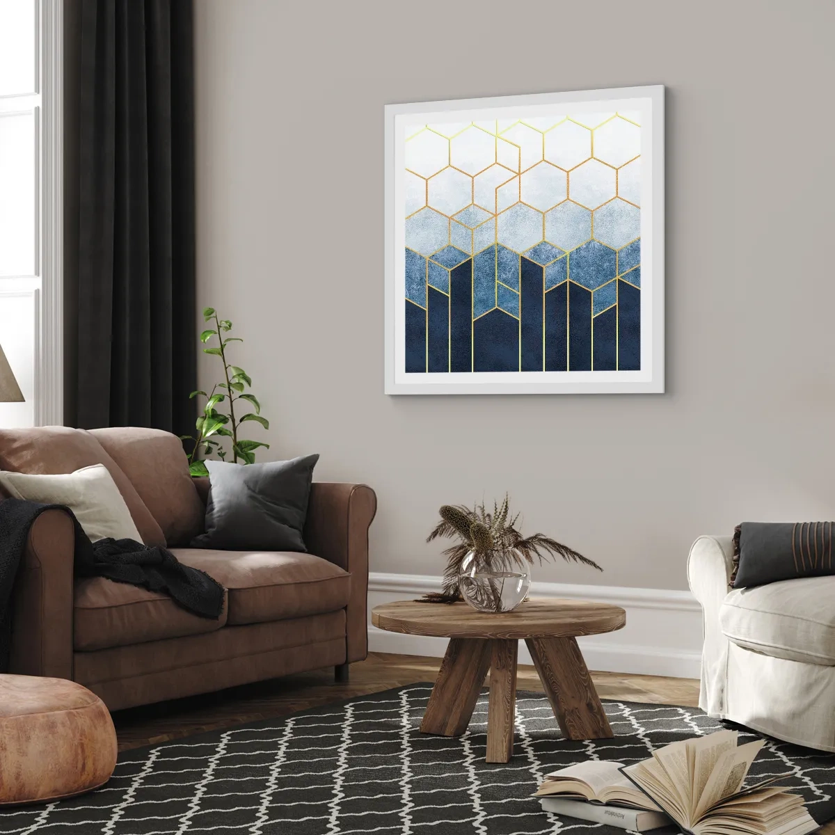 Póster en marco blanco - Composición rítmica visual - 60x60 cm