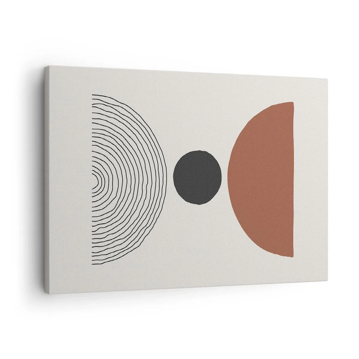 Cuadro sobre lienzo - Impresión de Imagen - Figuras geométricas abstractas en colores cálidos. - 70x50cm - En el centro de la atención - Decoración de pared moderna para salón y dormitorio ARTTOR