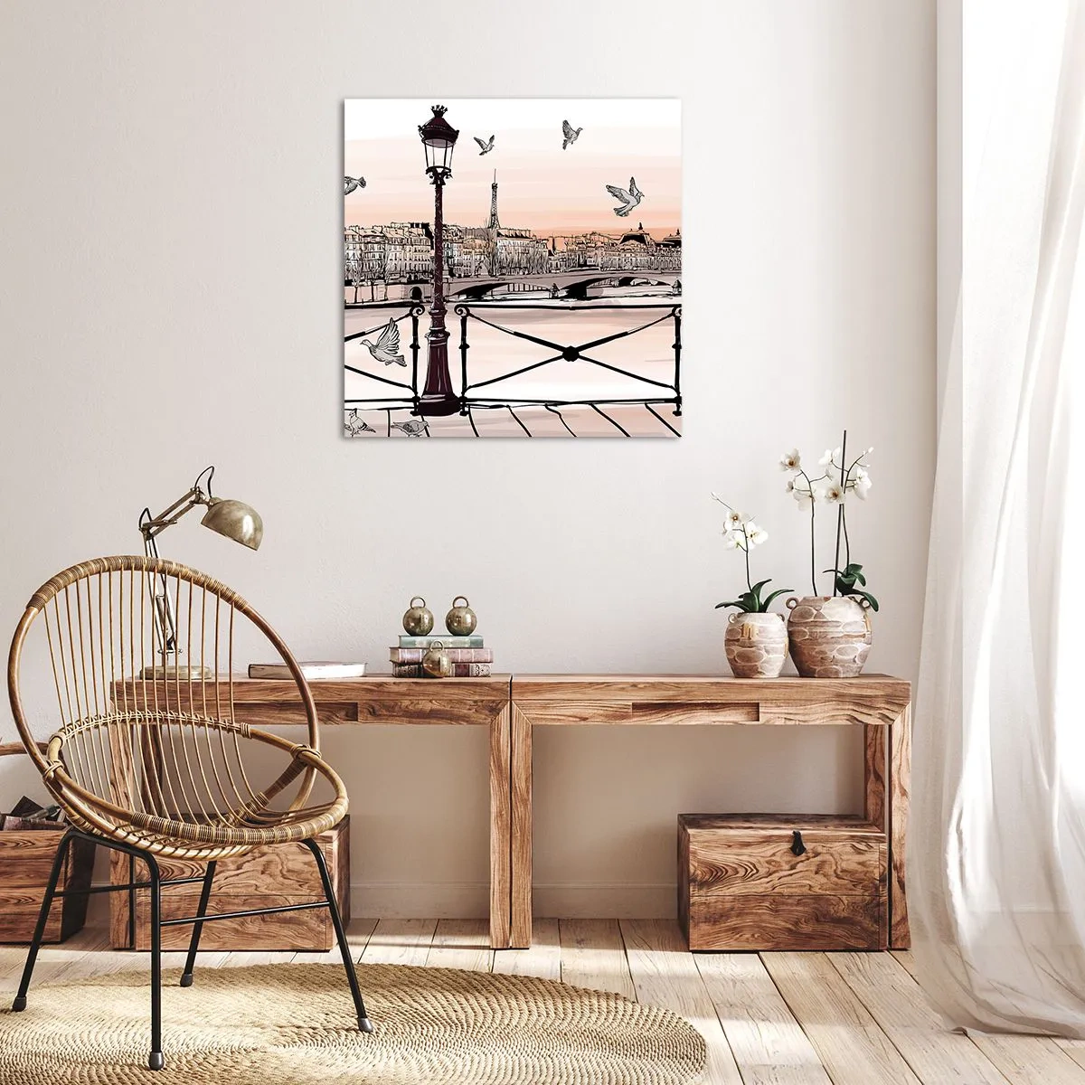 Cuadro sobre lienzo - Impresión de Imagen - Sobre los tejados de París - 30x30 cm