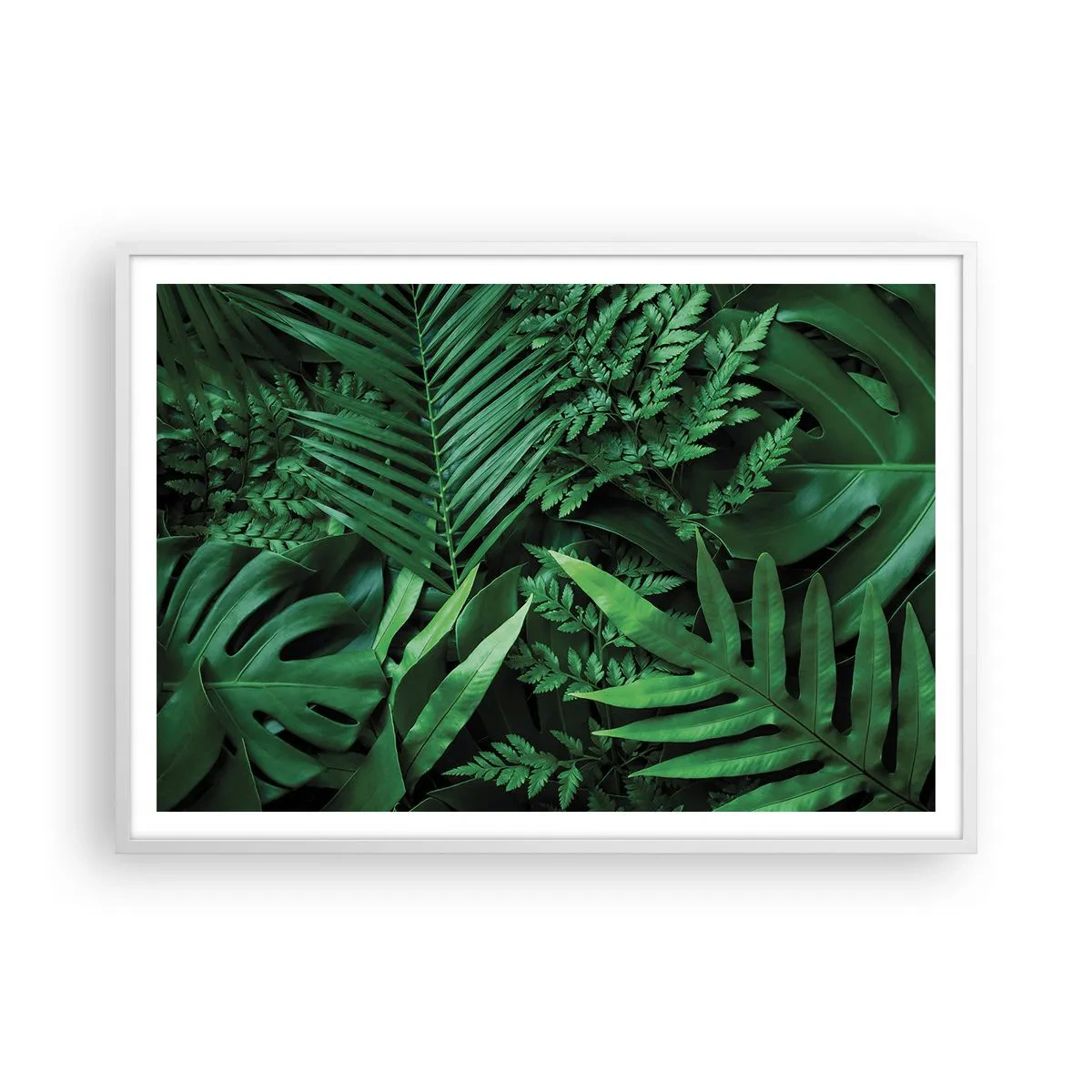 Póster en marco blanco - Abrazo verde - 100x70 cm