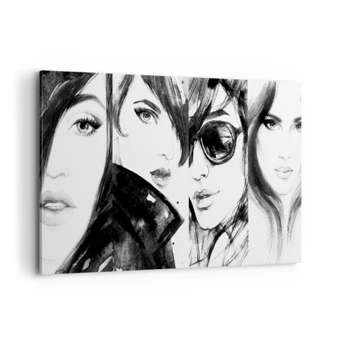 Cuadro sobre lienzo - Impresión de Imagen - Retratos elegantes de mujeres en tonos monocromáticos. - 120x80cm - La belleza multiplicada - Decoración de pared moderna para salón y dormitorio ARTTOR