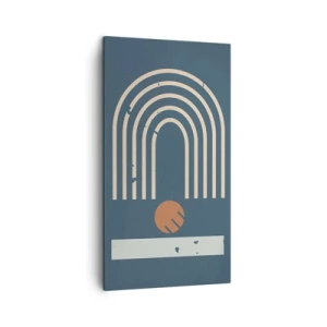 Cuadro sobre lienzo - Impresión de Imagen - Geometría sobre azul marino - 45x80 cm