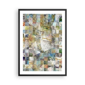 Póster en marco negro - Un mosaico abstracto de formas geométricas en tonos tierra. - 50x70cm - Remodelación geométrica - Decoración de pared moderna para salón y dormitorio ARTTOR