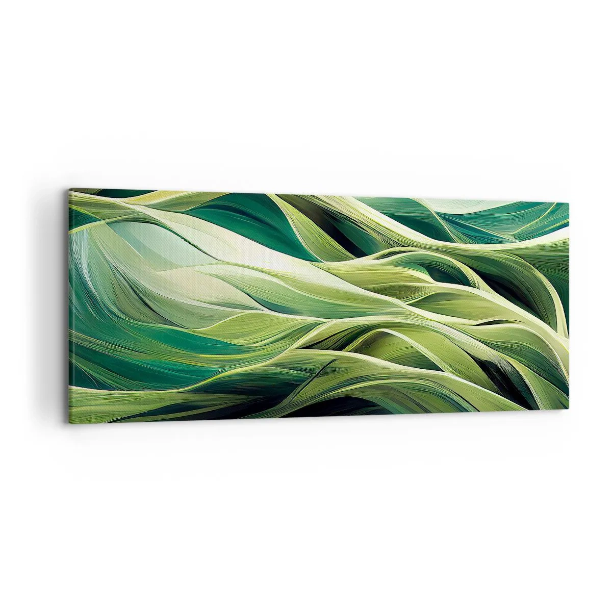 Cuadro sobre lienzo - Impresión de Imagen - Líneas dinámicas en tonos verdes. - 120x50cm - Un juego abstracto de color verde - Decoración de pared moderna para salón y dormitorio ARTTOR