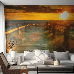 Fotomural personalizado Standard Eco - Bañado en oro viejo - Paisaje, Mar, Descenso a la playa