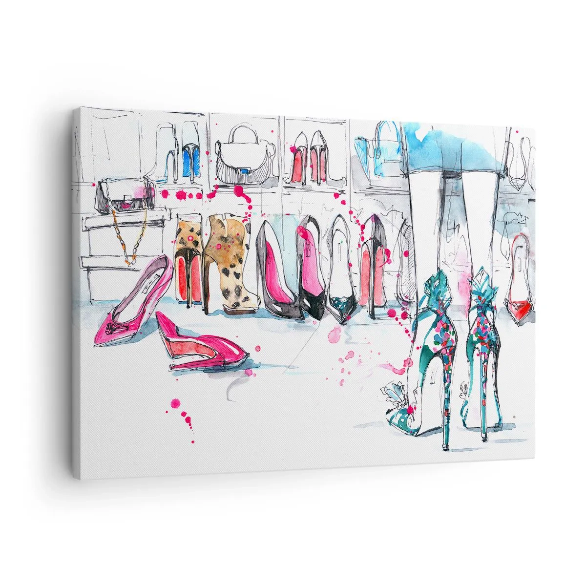 Cuadro sobre lienzo - Impresión de Imagen - Gráficos artísticos con tacones altos y accesorios. - 70x50cm - Ábrete, sésamo - Decoración de pared moderna para salón y dormitorio ARTTOR