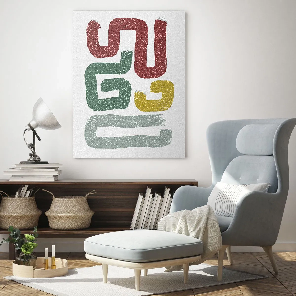 Cuadro sobre vidrio - Impresiones sobre Vidrio - Patrones geométricos coloridos en un estilo abstracto. - 80x120cm - En un idioma desconocido - Decoración de pared moderna para salón y dormitorio ARTTOR