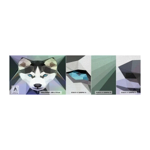 Muestra de fotomural Premium Canvas - El recuerdo de las nieves del norte - Abstracción, animales, Lobo - 100x30 cm