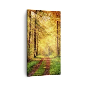 Cuadro sobre lienzo - Impresión de Imagen - Silencio dorado del bosque - 45x80 cm