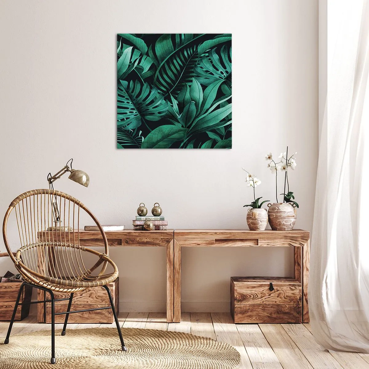 Cuadro sobre lienzo - Impresión de Imagen - Profundidad del verde tropical - 60x60 cm